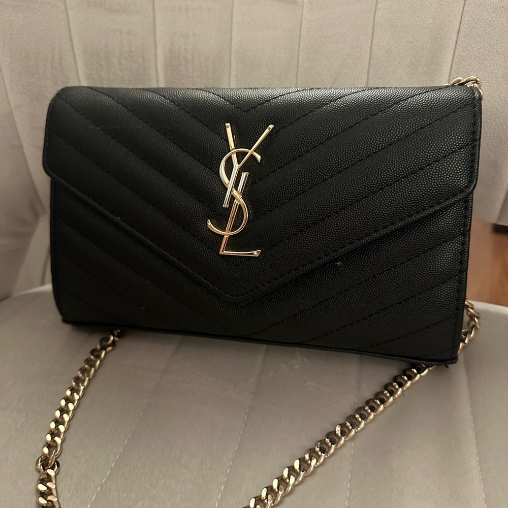 Yves Saint Laurent Black Chevron Crossbody Bag